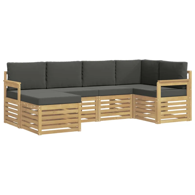 Lauko sofos komplektas 6 pcs Balta ir antracito Poliesteris