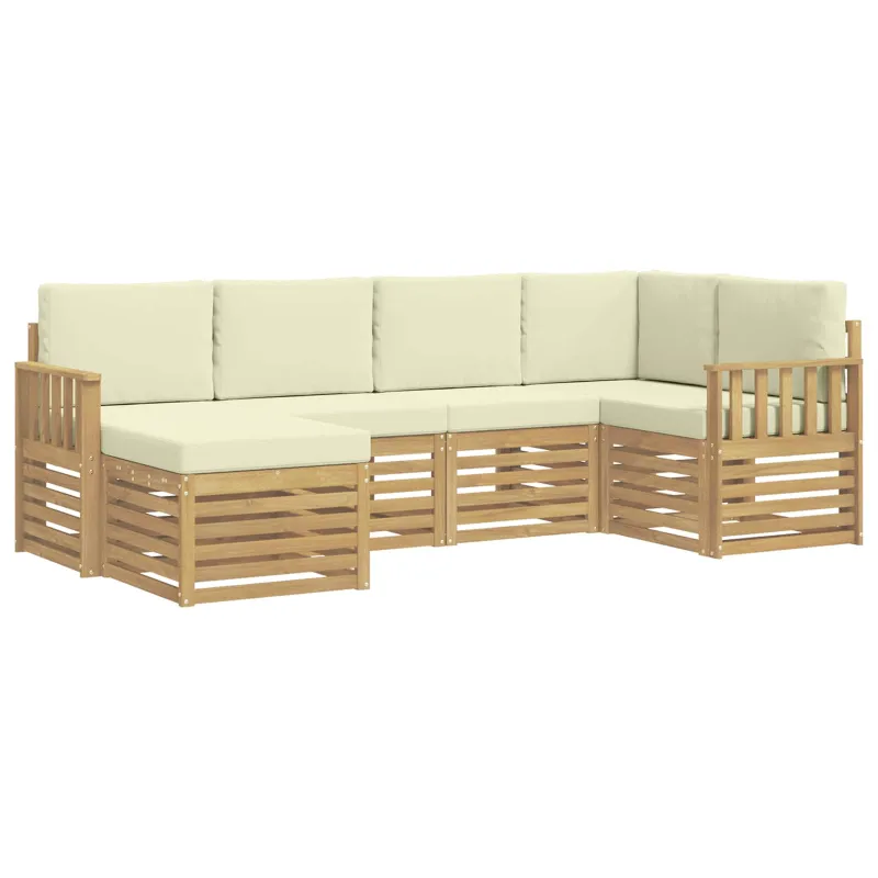 Lauko sofos komplektas 6 pcs Balta ir kreminė Poliesteris