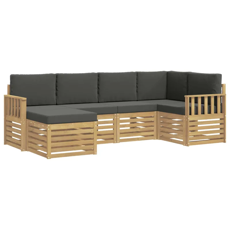Lauko sofos komplektas 6 pcs Balta ir antracito Poliesteris