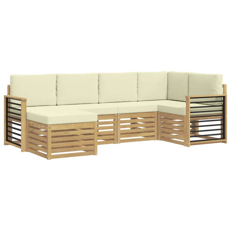 Lauko sofos komplektas 6 pcs Balta ir kreminė Poliesteris