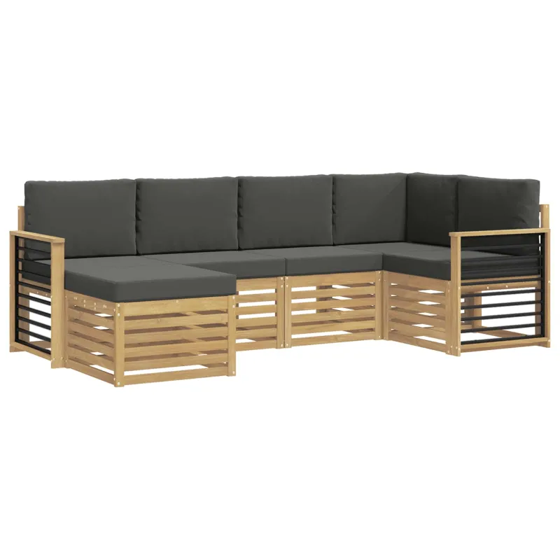 Lauko sofos komplektas 6 pcs Balta ir antracito Poliesteris