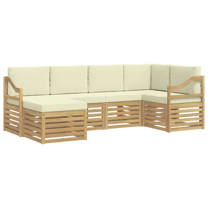 Lauko sofos komplektas 6 pcs Balta ir kreminė Poliesteris