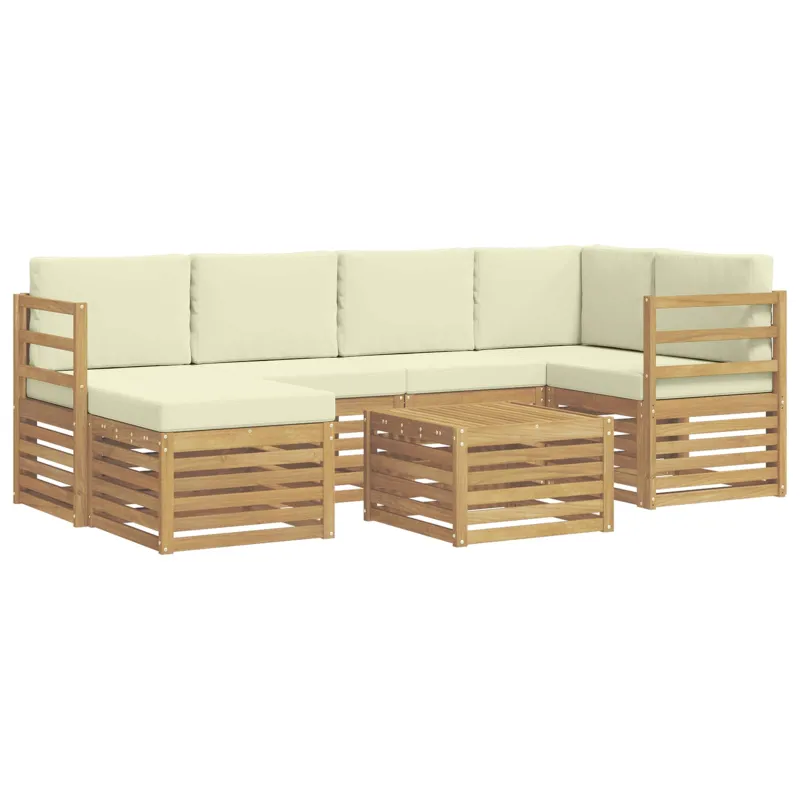 Lauko sofos komplektas 7 pcs Balta ir kreminė Poliesteris