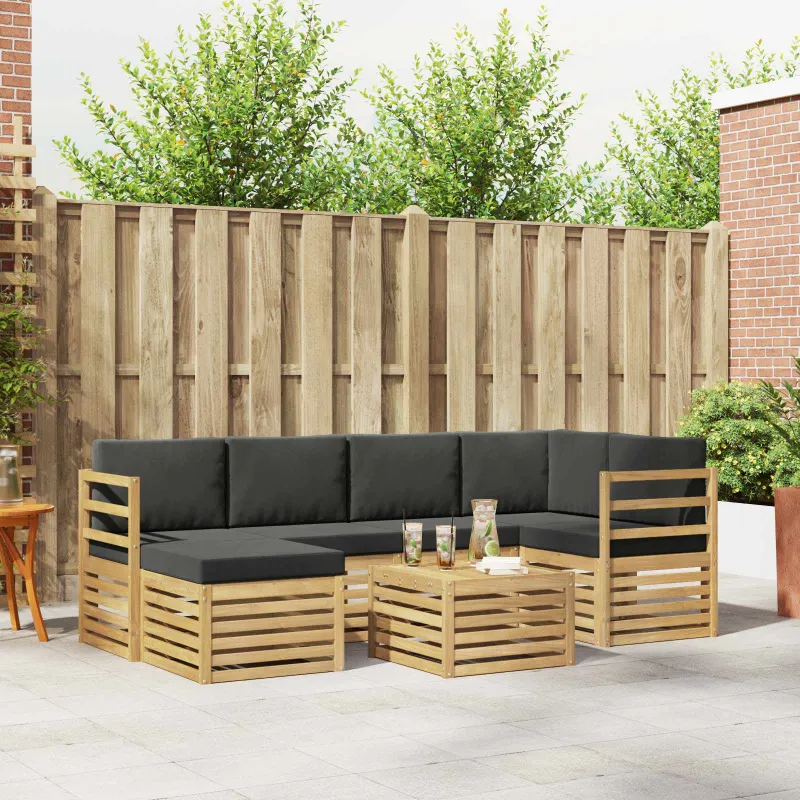 Lauko sofos komplektas 7 pcs Balta ir antracito Poliesteris