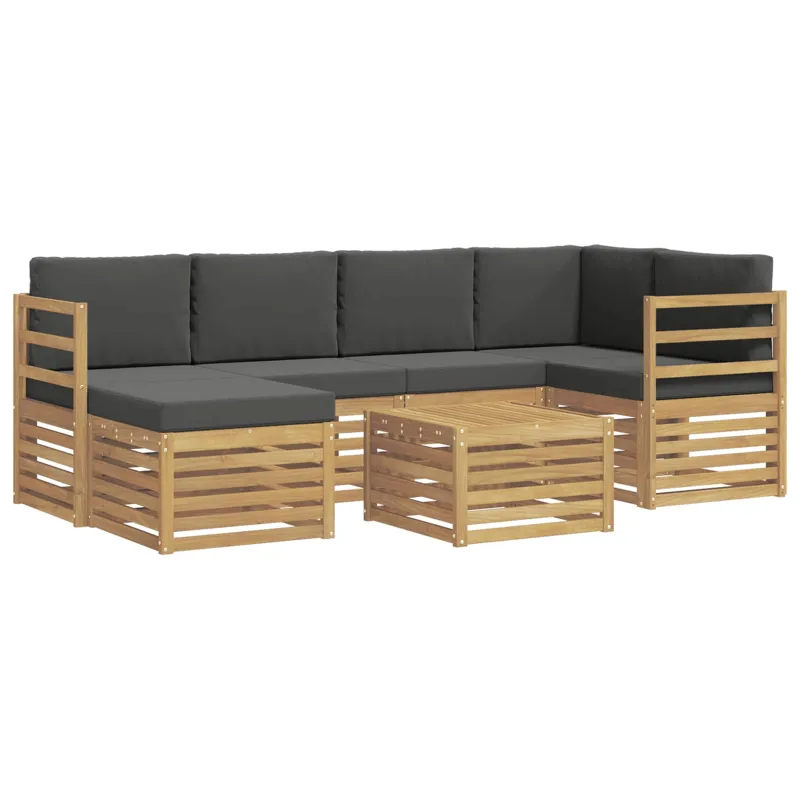 Lauko sofos komplektas 7 pcs Balta ir antracito Poliesteris
