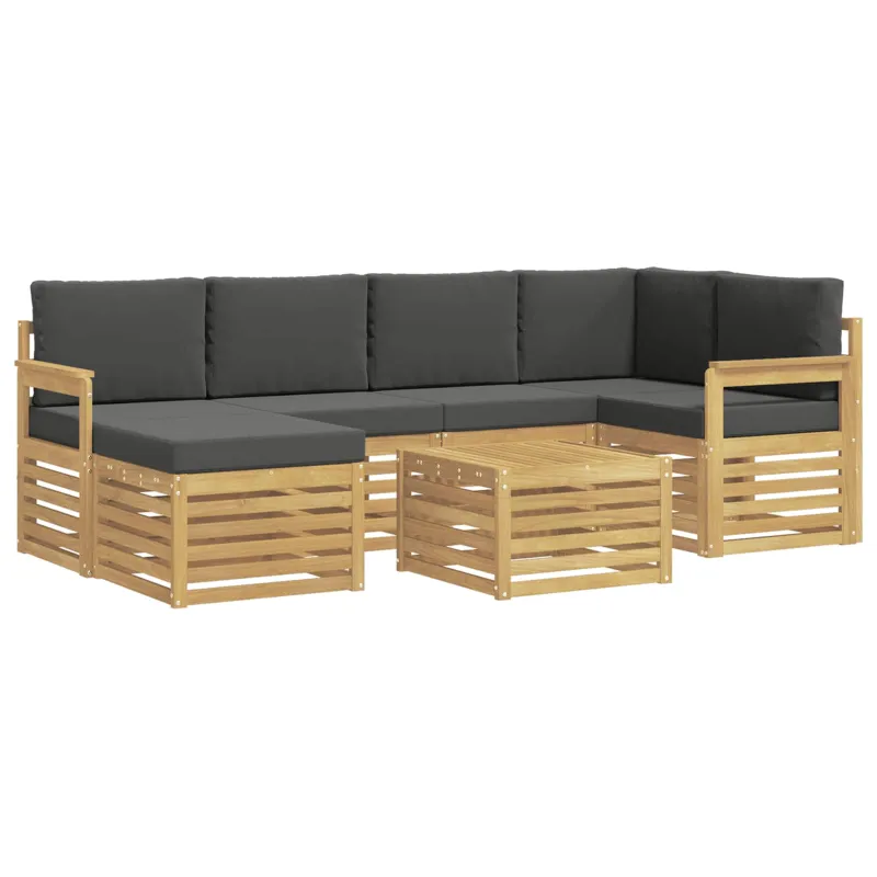 Lauko sofos komplektas 7 pcs Balta ir antracito Poliesteris
