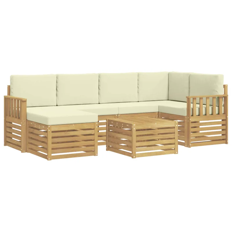 Lauko sofos komplektas 7 pcs Balta ir kreminė Poliesteris