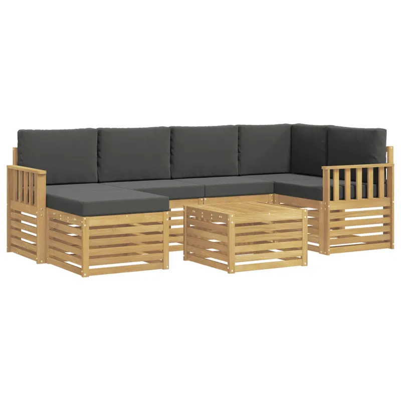 Lauko sofos komplektas 7 pcs Balta ir antracito Poliesteris
