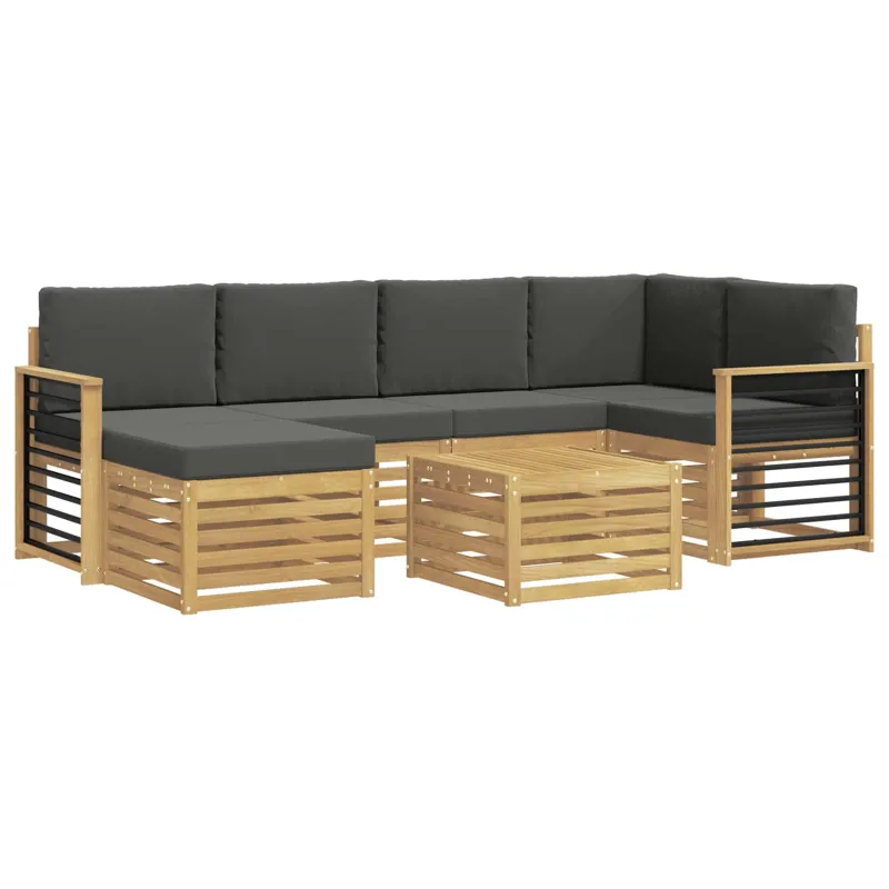 Lauko sofos komplektas 7 pcs Balta ir antracito Poliesteris