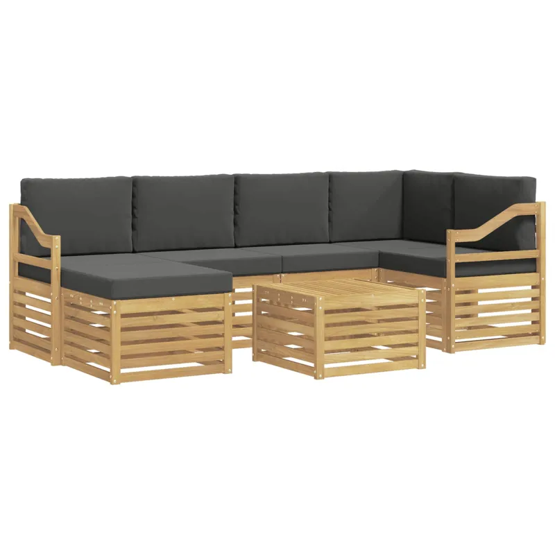 Lauko sofos komplektas 7 pcs Balta ir antracito Poliesteris
