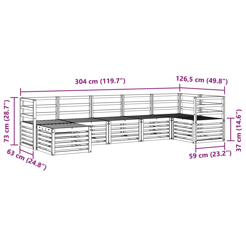 Lauko sofos komplektas 7 pcs Balta