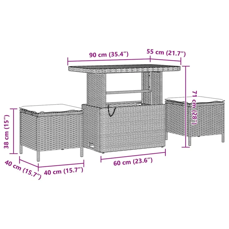Sodo sohvaryhmä 12 osaa, musta polyrataska