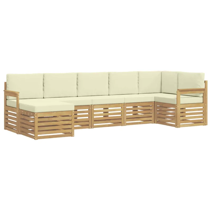 Lauko sofos komplektas 7 pcs Balta ir kreminė