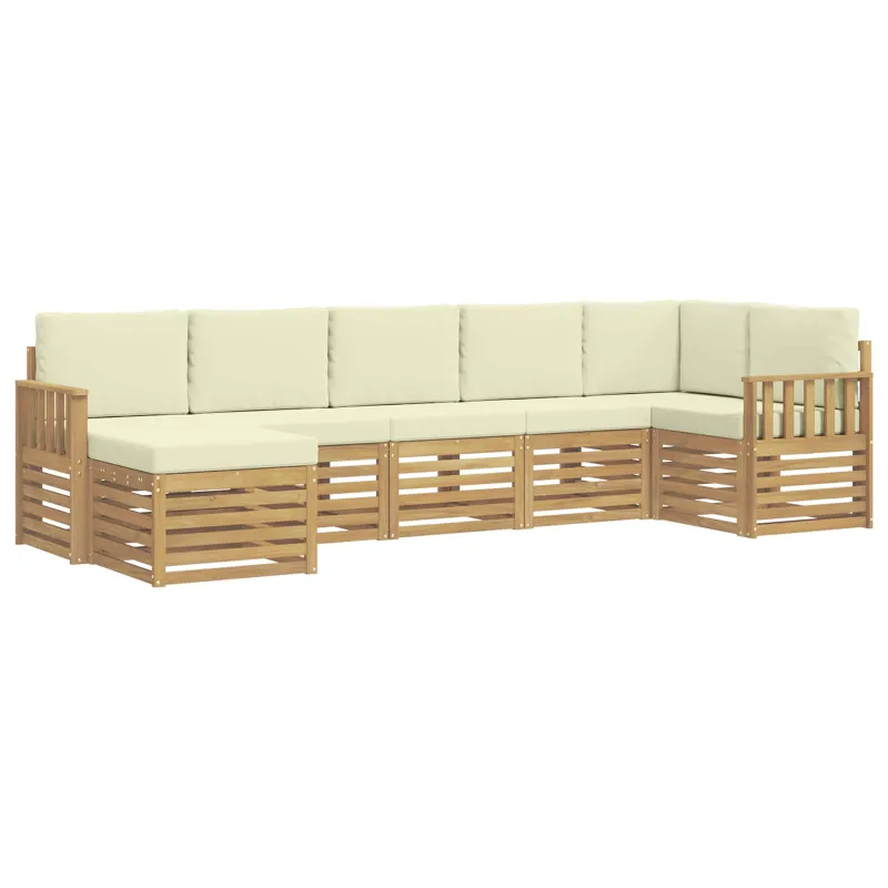 Lauko sofos komplektas 7 pcs Balta ir kreminė