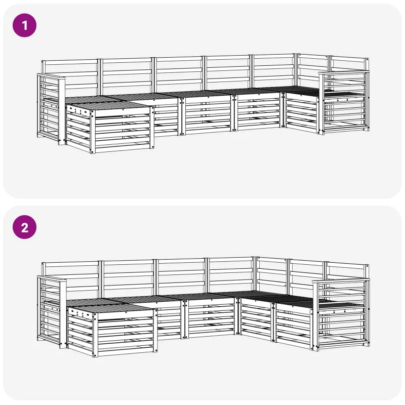 Lauko sofos komplektas 7 pcs Balta