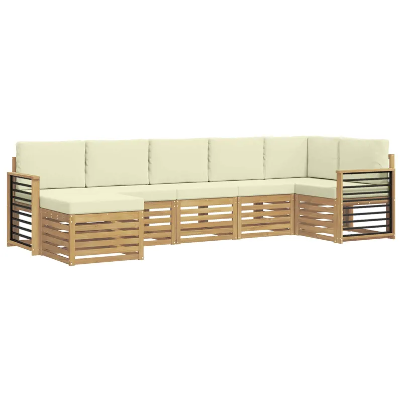 Lauko sofos komplektas 7 pcs Balta ir kreminė