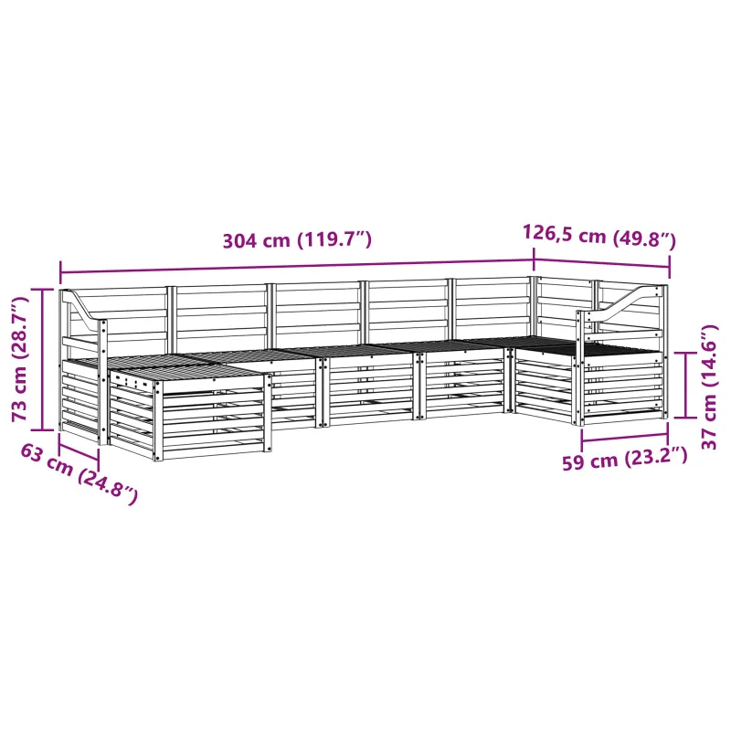 Lauko sofos komplektas 7 pcs Balta