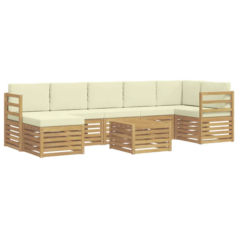 Lauko sofos komplektas 8 pcs Balta ir kreminė 59 x 59 x 37 cm