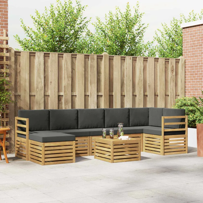 Lauko sofos komplektas 8 pcs Balta ir antracito 59 x 59 x 37 cm
