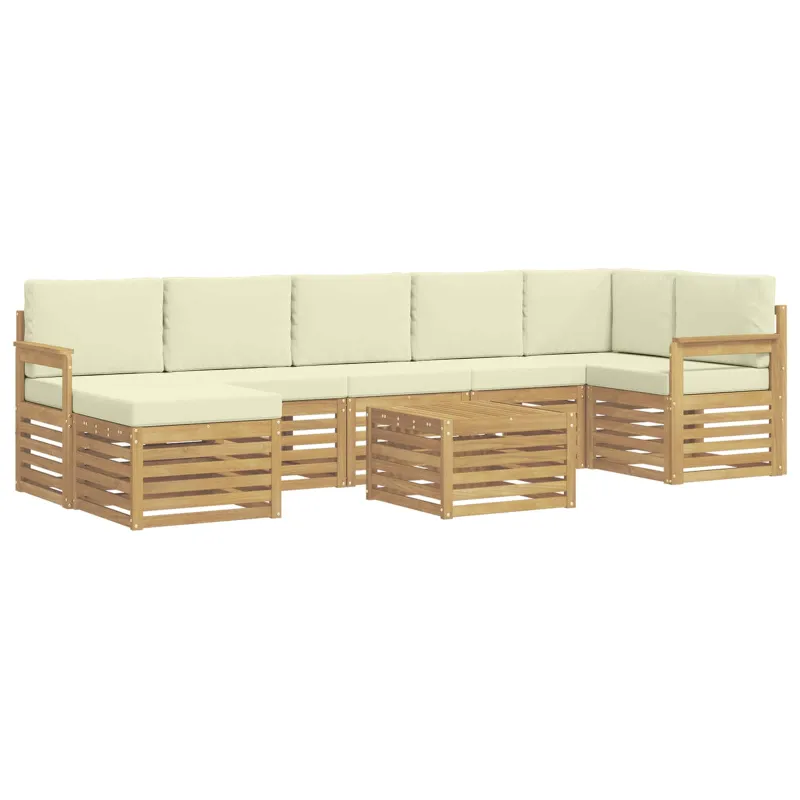 Lauko sofos komplektas 8 pcs Balta ir kreminė 59 x 59 x 37 cm