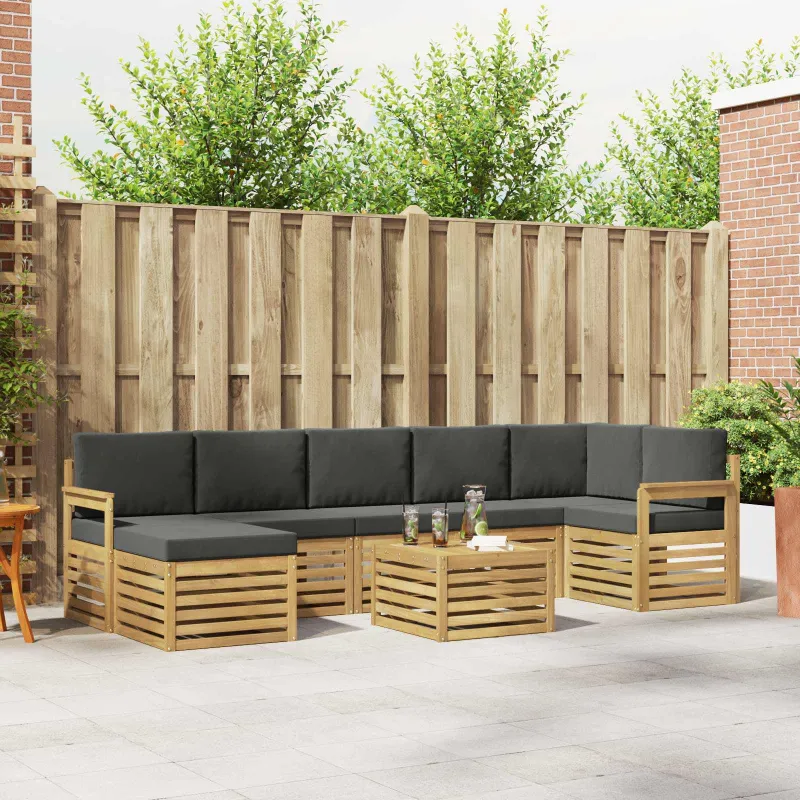 Lauko sofos komplektas 8 pcs Balta ir antracito 59 x 59 x 37 cm
