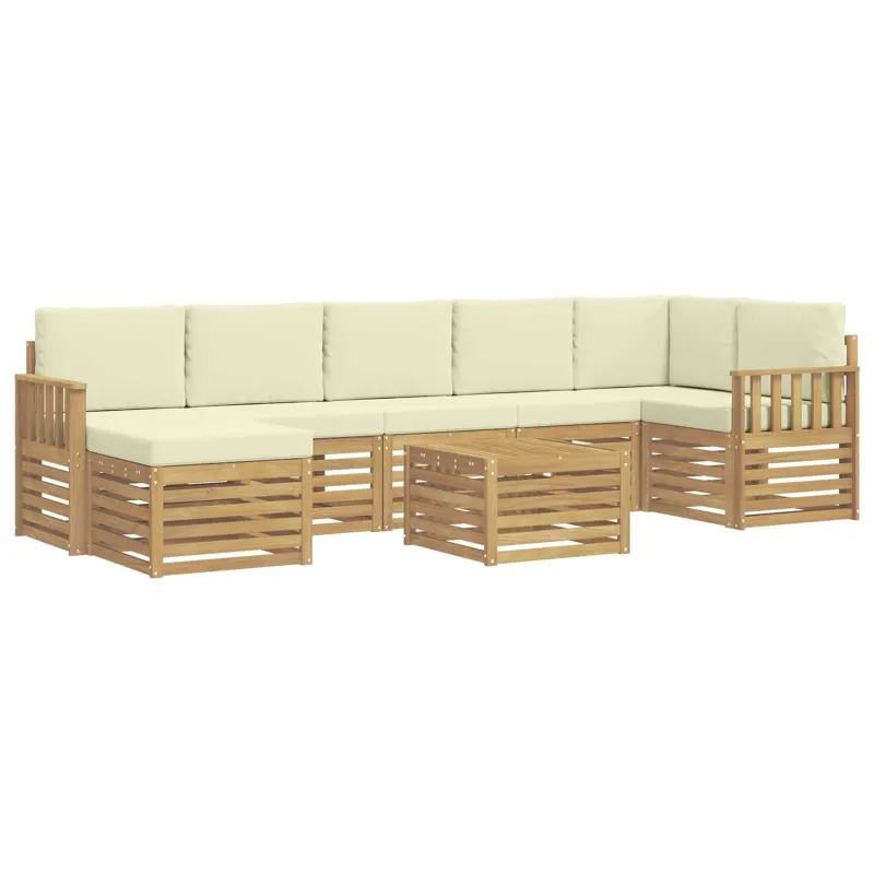 Lauko sofos komplektas 8 pcs Balta ir kreminė 59 x 59 x 37 cm