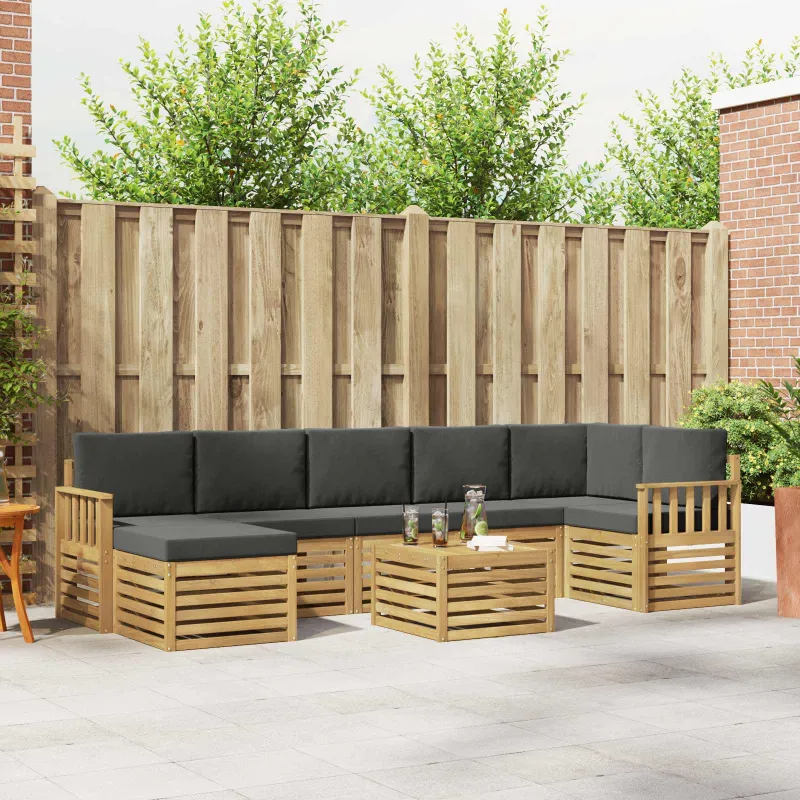 Lauko sofos komplektas 8 pcs Balta ir antracito 59 x 59 x 37 cm