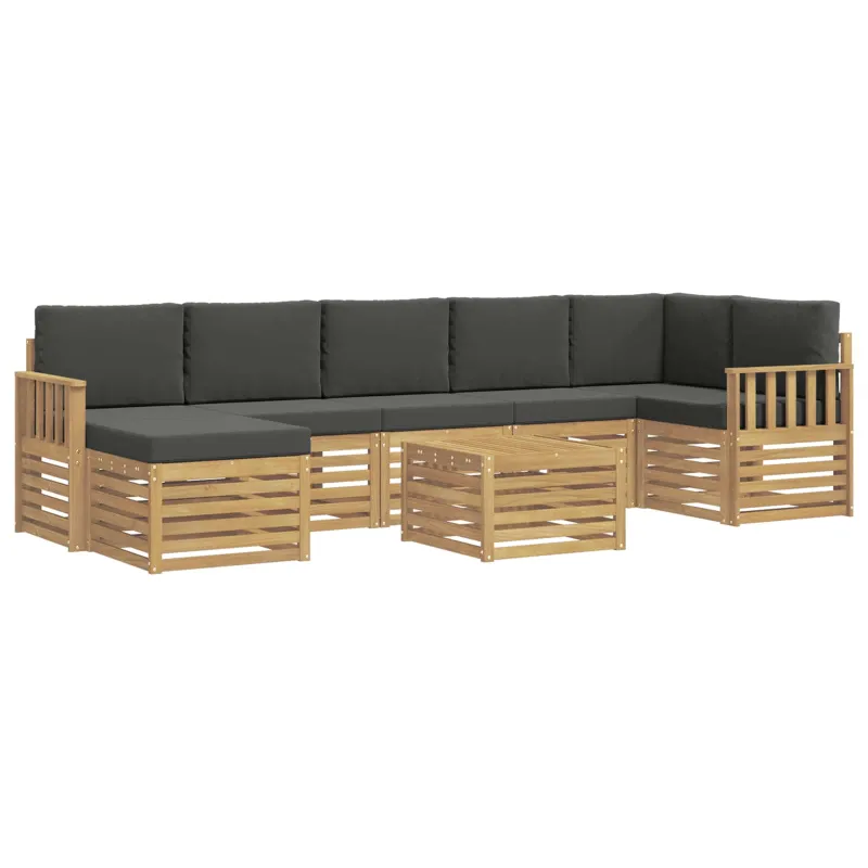 Lauko sofos komplektas 8 pcs Balta ir antracito 59 x 59 x 37 cm