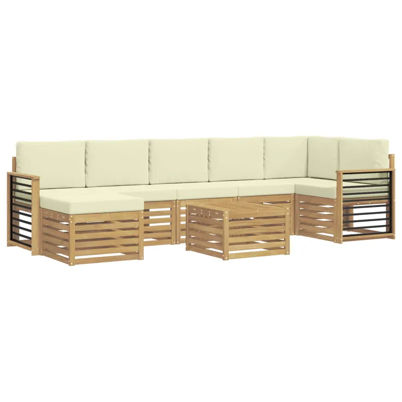 Lauko sofos komplektas 8 pcs Balta ir kreminė 59 x 59 x 37 cm