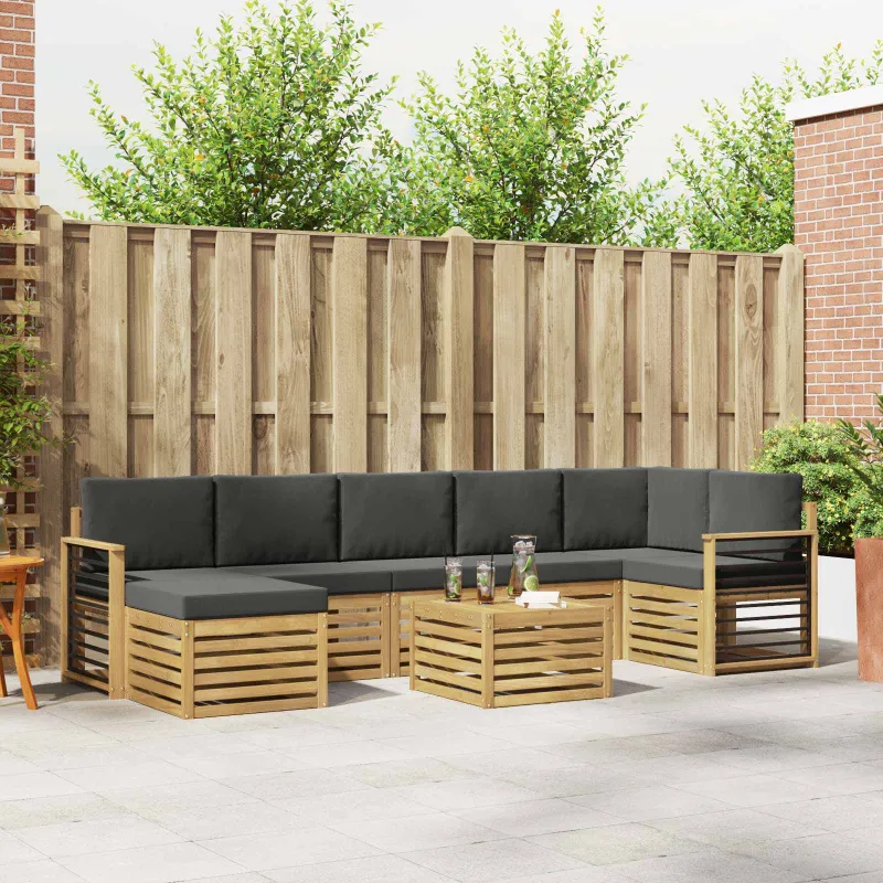 Lauko sofos komplektas 8 pcs Balta ir antracito 59 x 59 x 37 cm