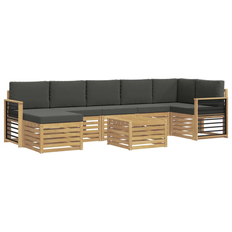 Lauko sofos komplektas 8 pcs Balta ir antracito 59 x 59 x 37 cm