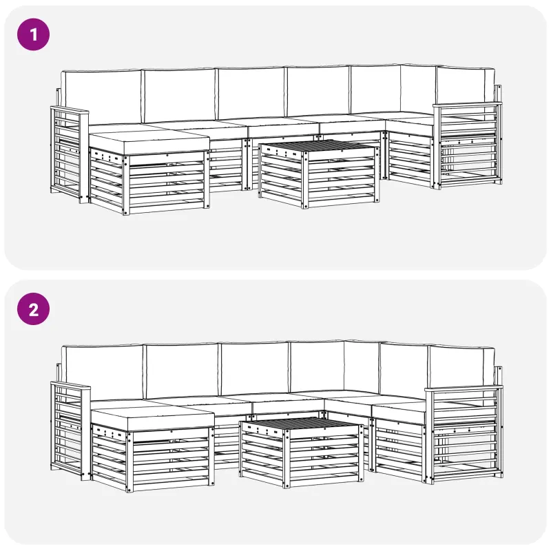 Lauko sofos komplektas 8 pcs Balta ir antracito 59 x 59 x 37 cm