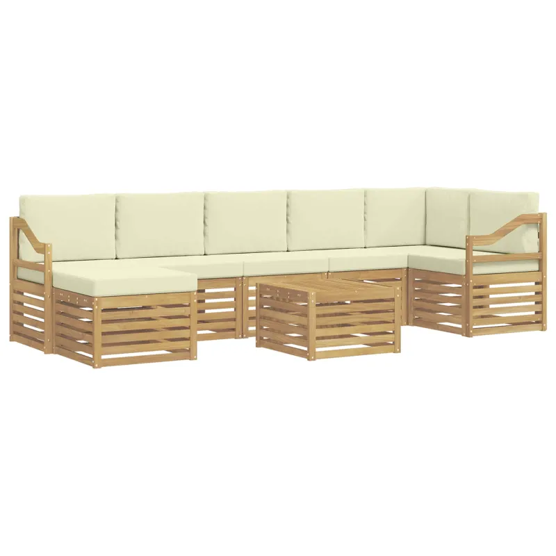 Lauko sofos komplektas 8 pcs Balta ir kreminė 59 x 59 x 37 cm