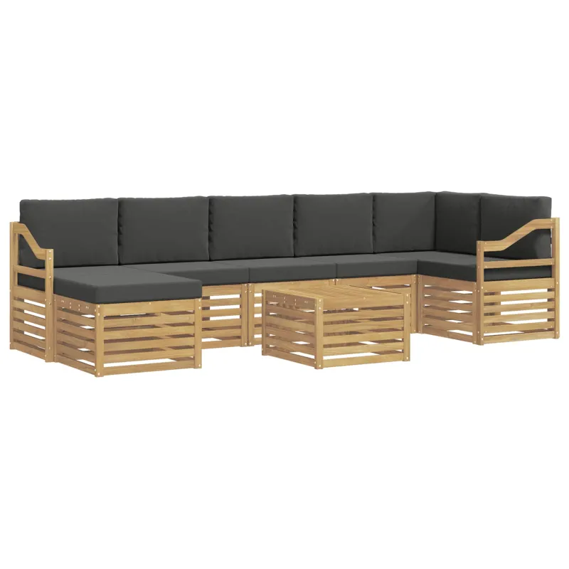 Lauko sofos komplektas 8 pcs Balta ir antracito 59 x 59 x 37 cm