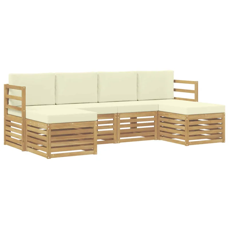 Lauko sofos komplektas 6 pcs Balta ir kreminė