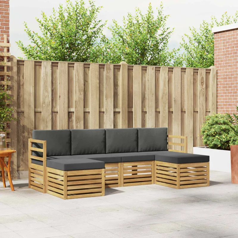 Sofų komplektai 6 pcs Balta ir antracito 245 x 122,5 x 73 cm