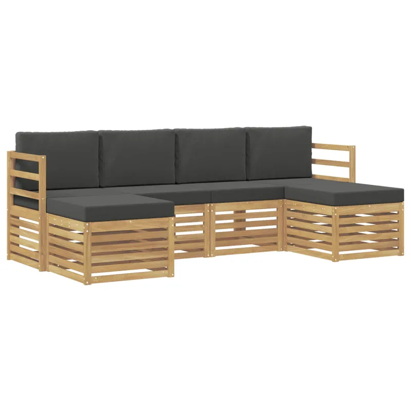 Sofų komplektai 6 pcs Balta ir antracito 245 x 122,5 x 73 cm