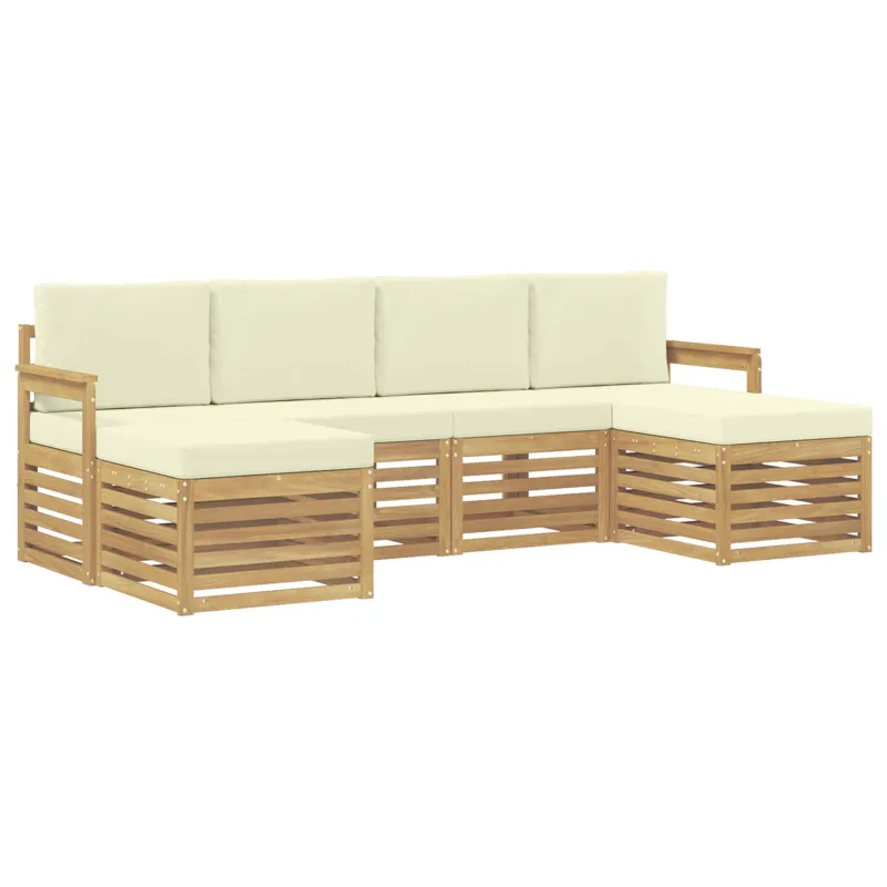 Lauko sofos komplektas 6 pcs Balta ir kreminė
