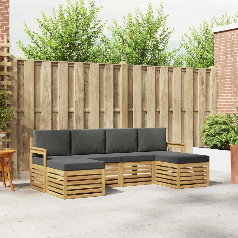 Sofų komplektai 6 pcs Balta ir antracito 249 x 122,5 x 73 cm