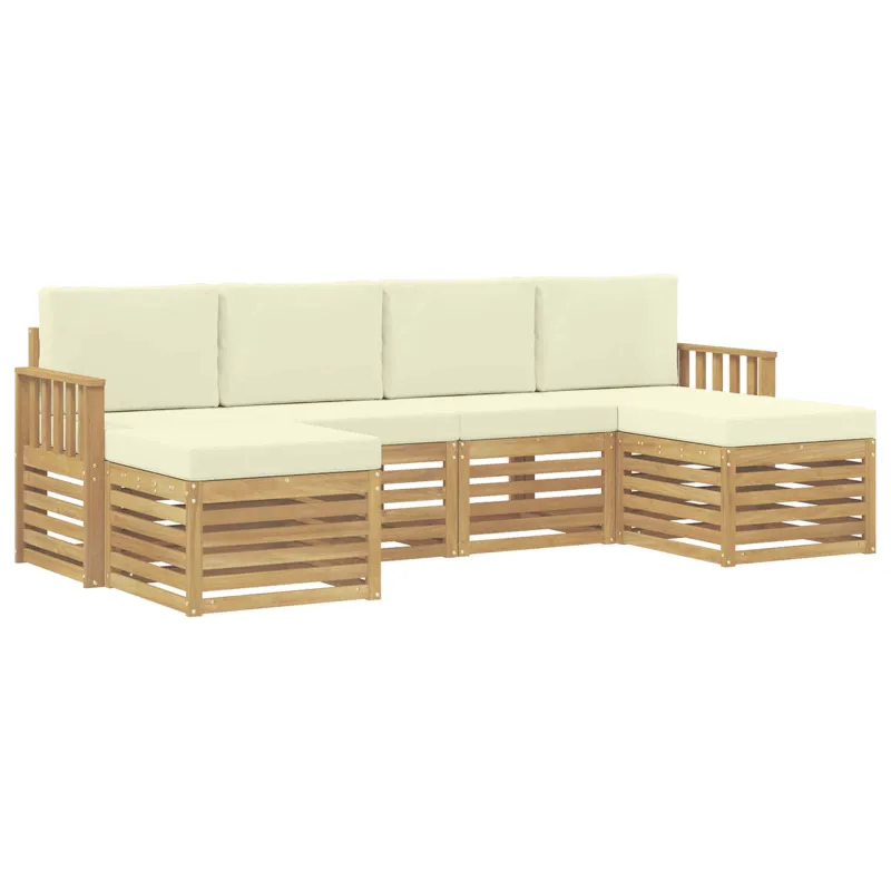 Lauko sofos komplektas 6 pcs Balta ir kreminė