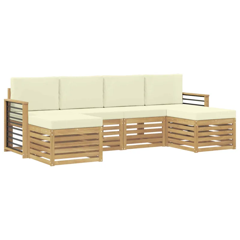 Lauko sofos komplektas 6 pcs Balta ir kreminė