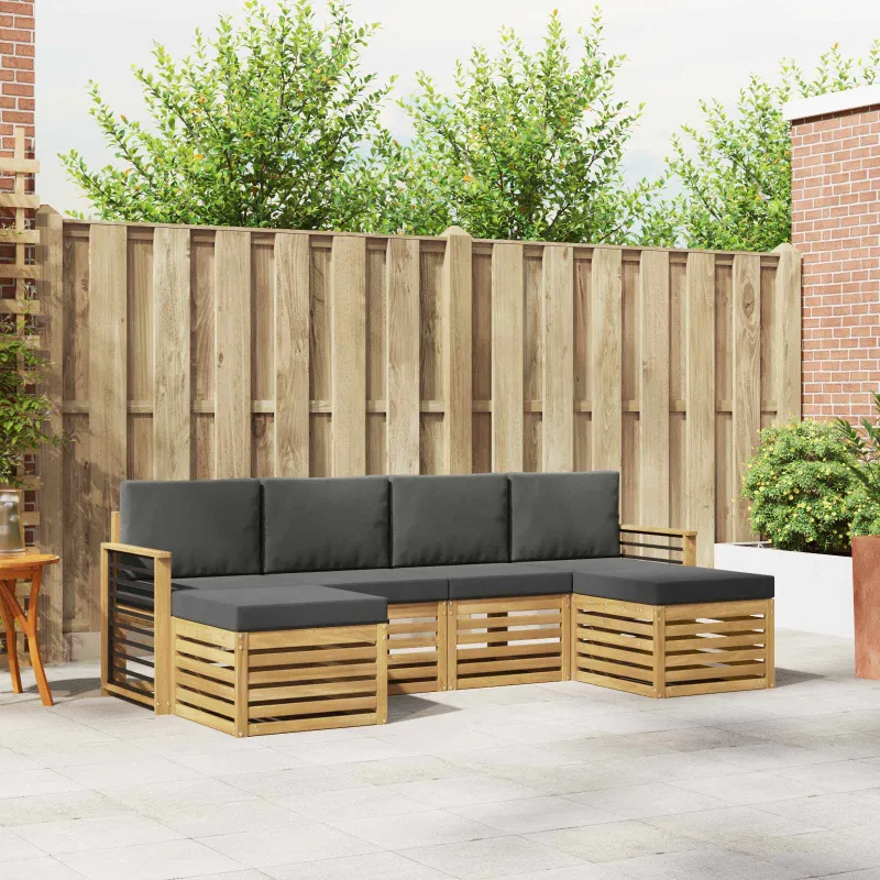 Sofų komplektai 6 pcs Balta ir antracito 249 x 122,5 x 73 cm
