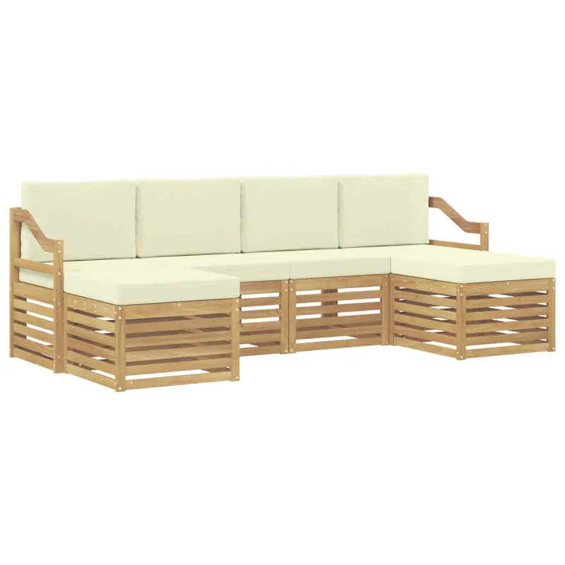 Lauko sofos komplektas 6 pcs Balta ir kreminė