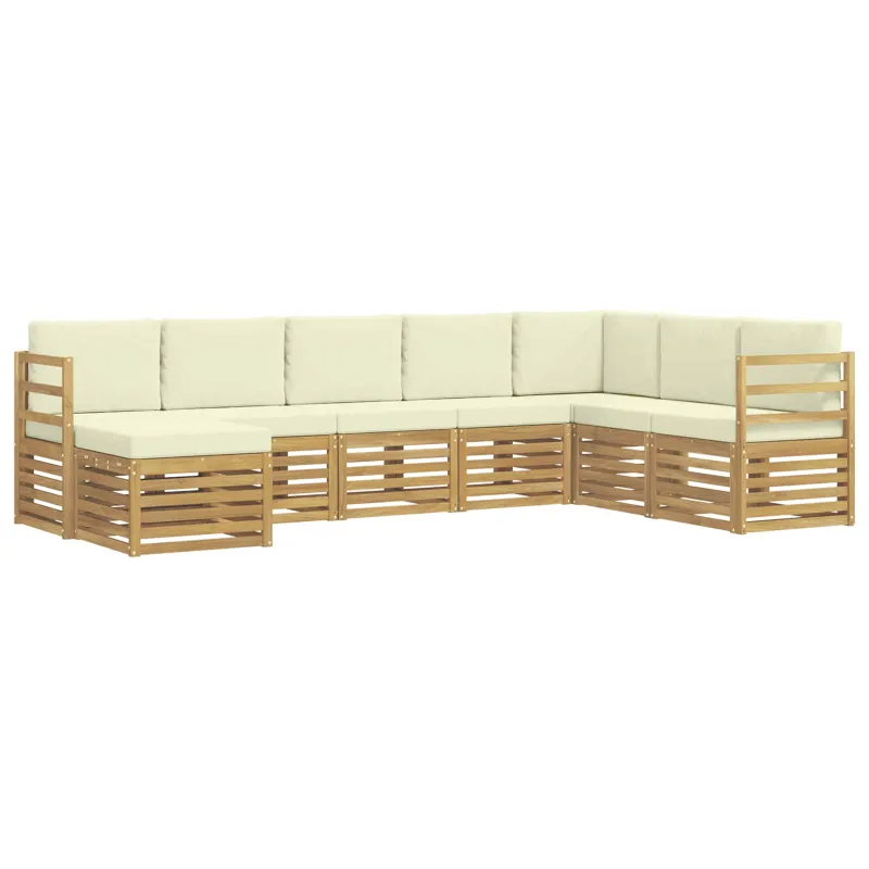 Lauko sofos komplektas 8 pcs Balta ir kreminė