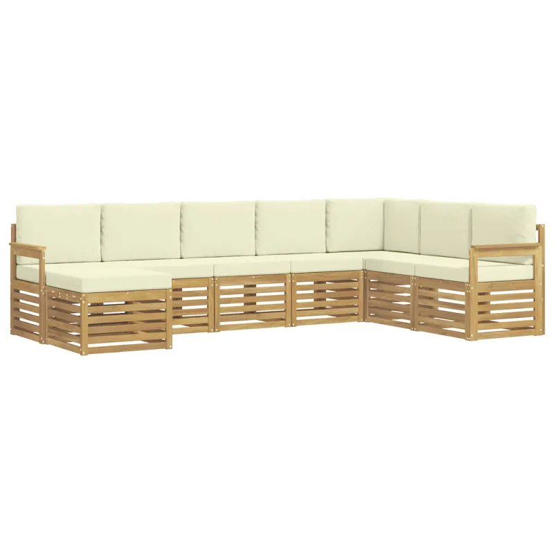 Lauko sofos komplektas 8 pcs Balta ir kreminė