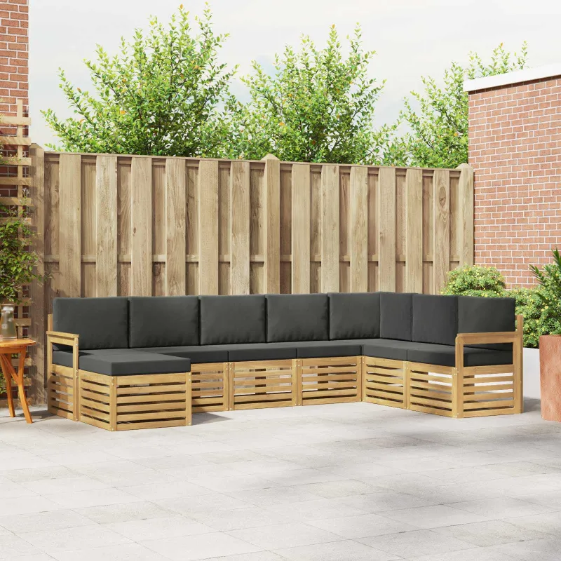 Lauko sofos komplektas 8 pcs Balta ir antracito