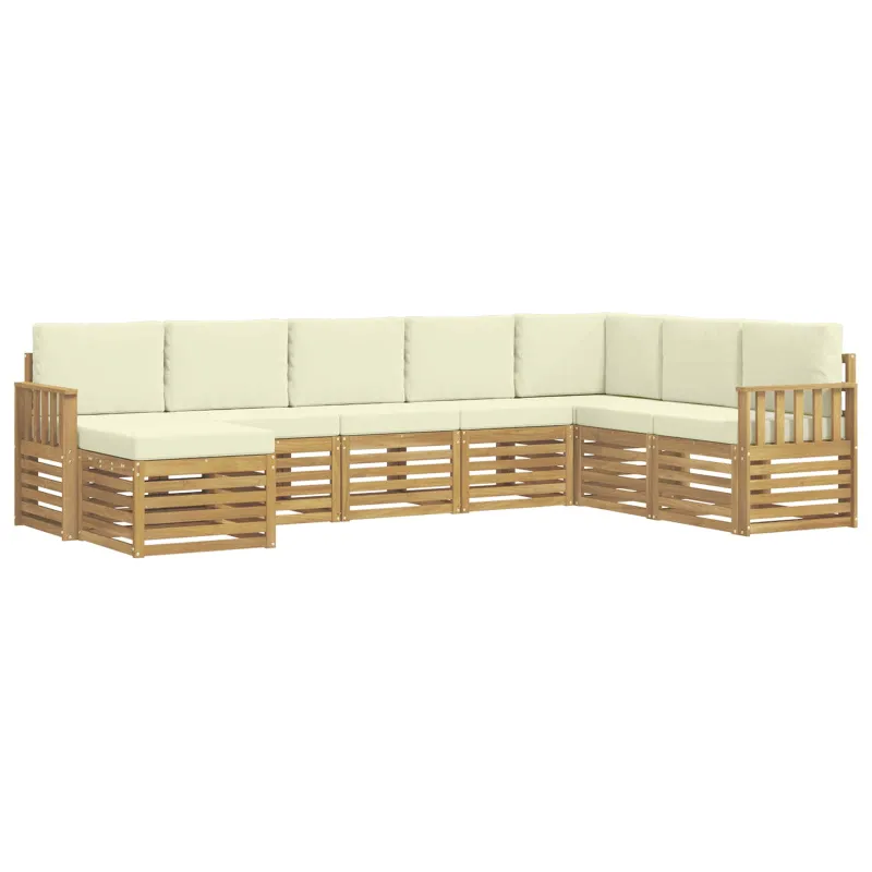 Lauko sofos komplektas 8 pcs Balta ir kreminė