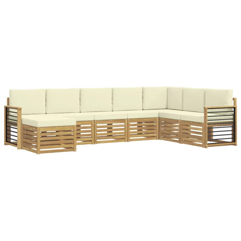 Lauko sofos komplektas 8 pcs Balta ir kreminė
