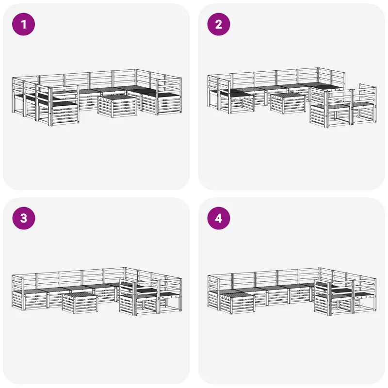 Lauko sofos komplektas 10 pcs Balta 59 x 59 x 37 cm