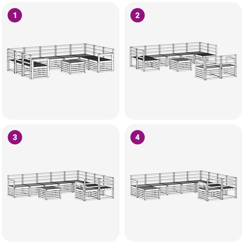 Lauko sofos komplektas 10 pcs Balta 59 x 59 x 37 cm